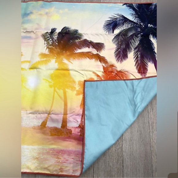 NWT House of Clouds Microfiber Quick Sand Free Palm Ocean’s Blue Compact Towel - Picture 5 of 6